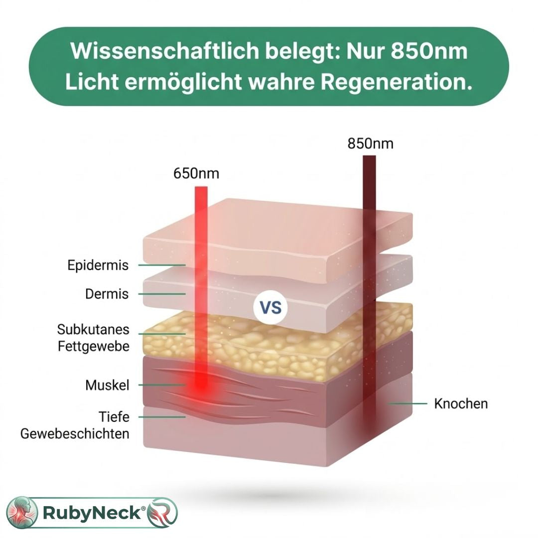RubyNeck - Rotlicht- & Nahinfrarot Therapie Gürtel (660nm & 850nm) gegen Nacken- & Rückenschmerzen | Tiefenwärme & freihändige Anwendung